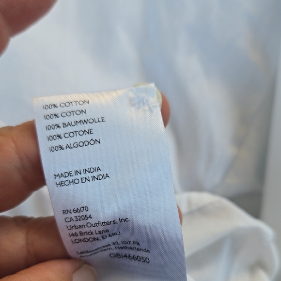 Anthropologie White and Blue Button-Down Tie Front Shirt - Picture 6 of 7